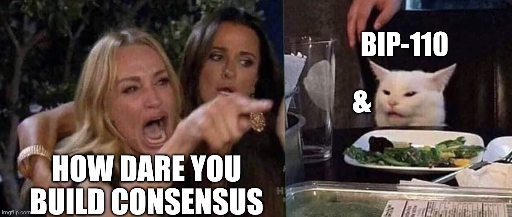 Building consensus — How dare you build consensus for BiP 110 and CAT