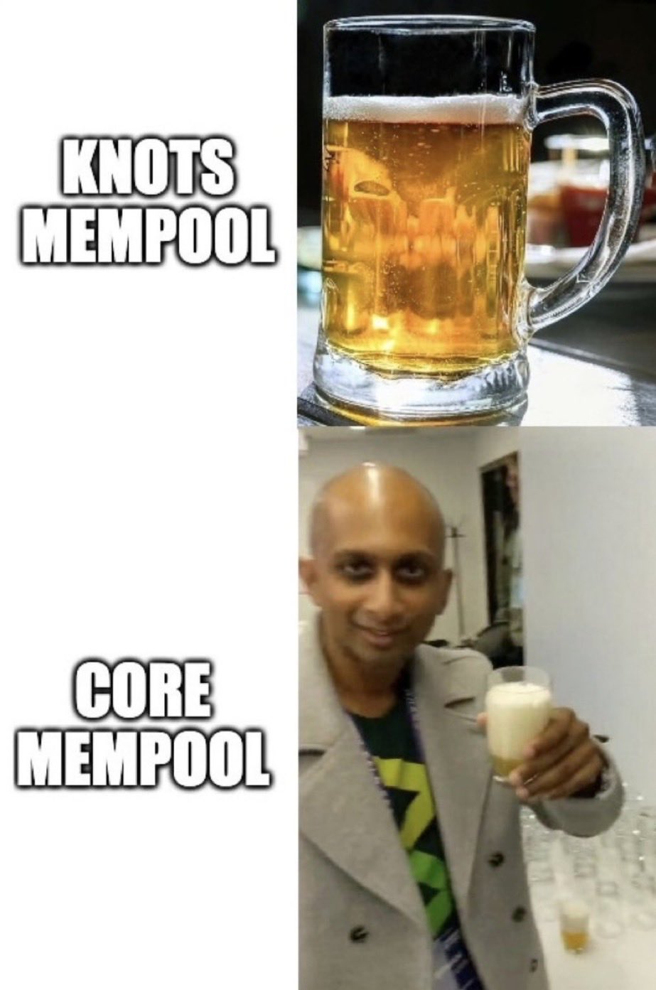 Knots Mempool vs. Core Mempool (Beer) — Knots mempool vs. core mempool